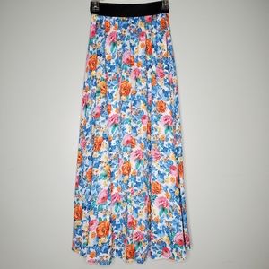 LuLaRoe Maxi Skirt Floral Blue White Orange Green Size XXS